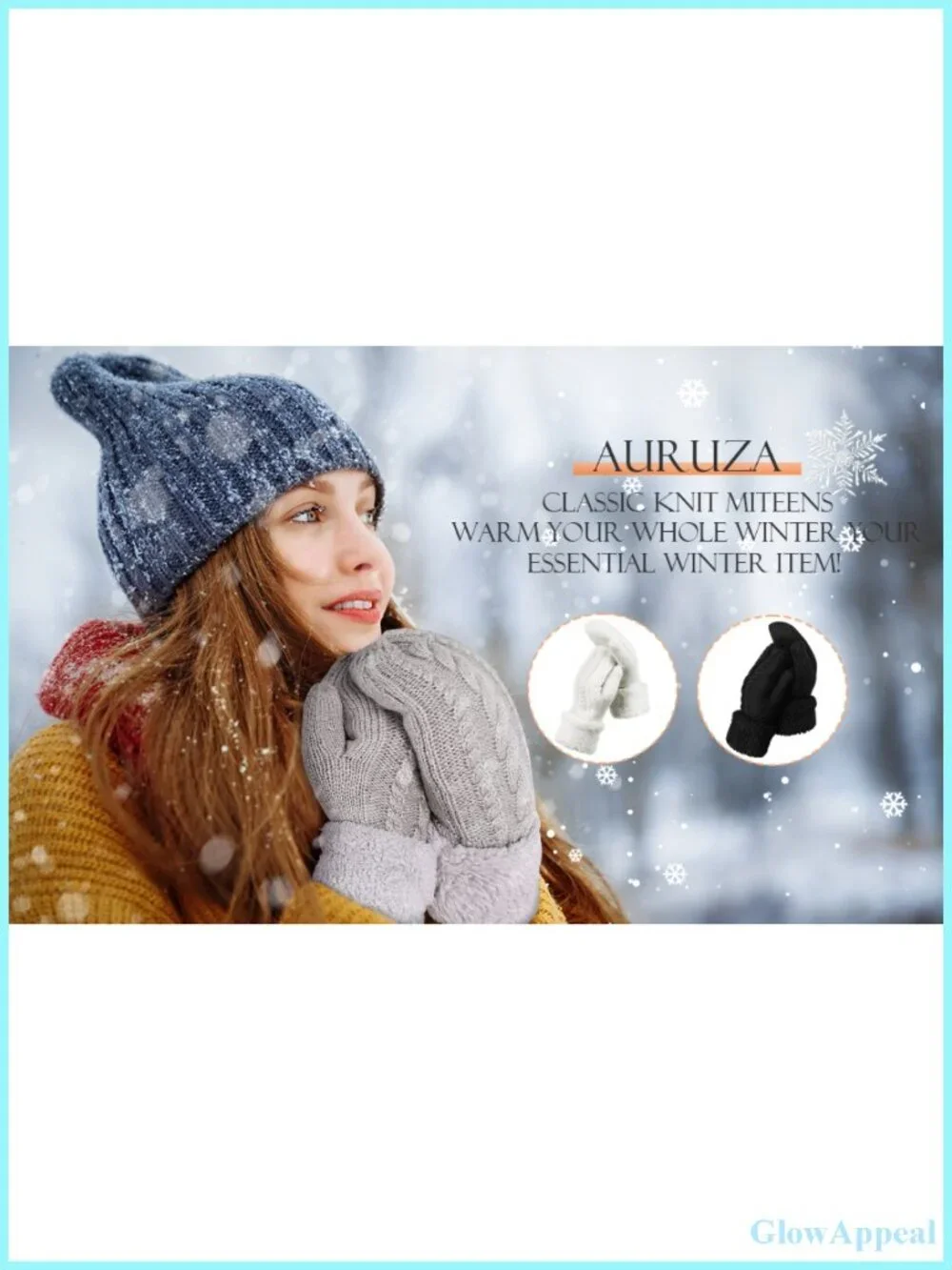 Cozy Thick Knitted Mittens for Women, Fleece Lined, Winter Warm Gloves